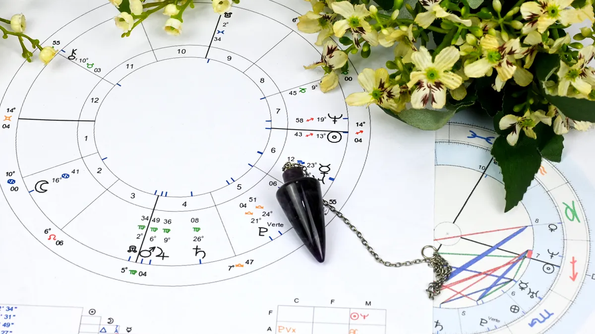 inner child healing: zodiac wheel with houses chart illustration