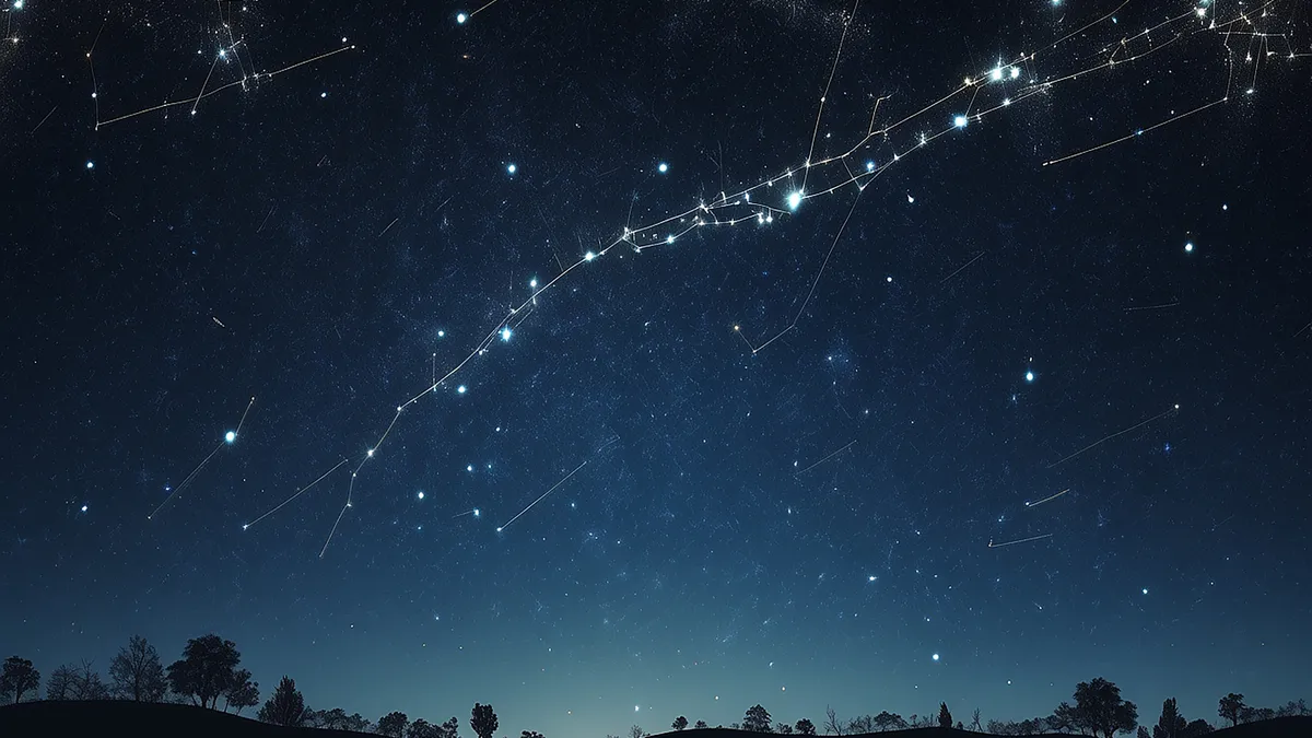 natal chart: night sky with constellations illustration